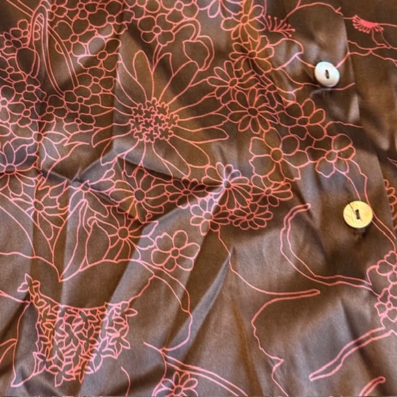 Trina Turk Brown & Pink Floral Silk Stretch Blouse Size Small - Picture 8 of 11